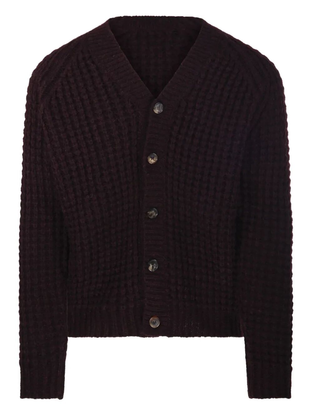 RIBBED KNIT V-NECK CARDIGAN