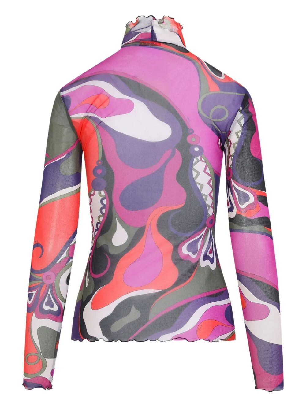 ABSTRACT-PRINT TURTLENECK SHEER TOP