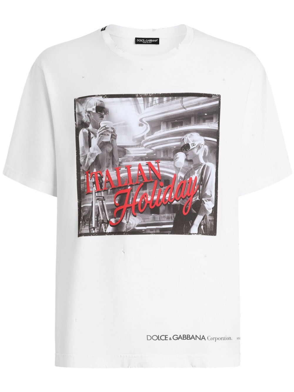ITALIAN HOLIDAY PRINT COTTON T-SHIRT