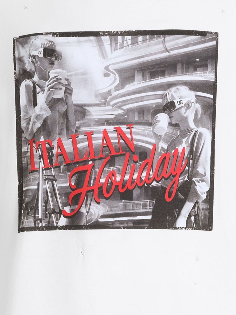 ITALIAN HOLIDAY PRINT COTTON T-SHIRT