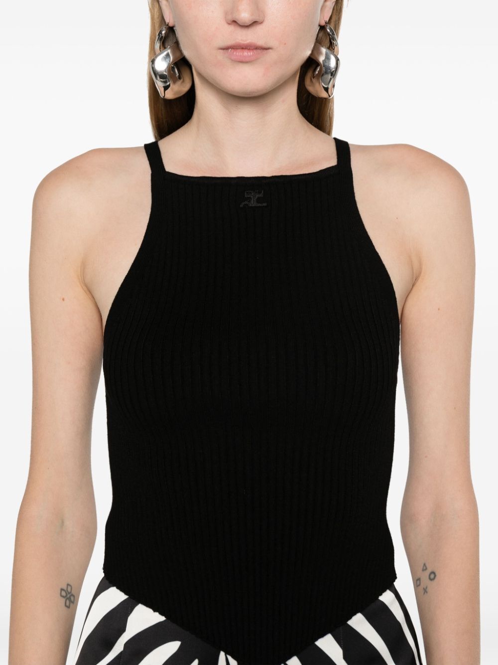 POINTY RIBBED KNIT TANK TOP