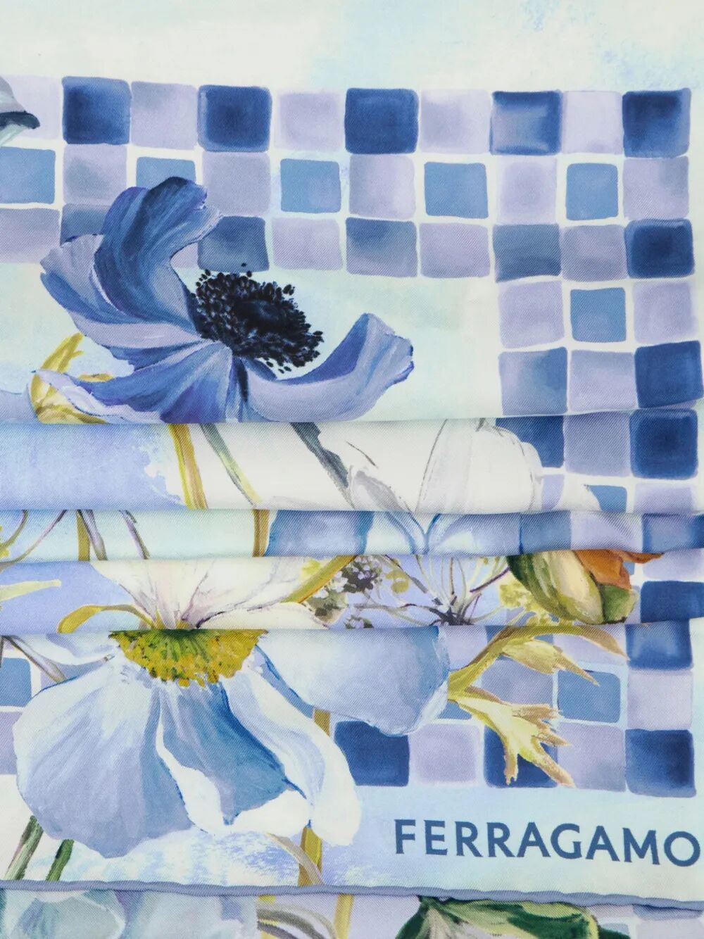 FOULARD IN SETA STAMPA FIORI