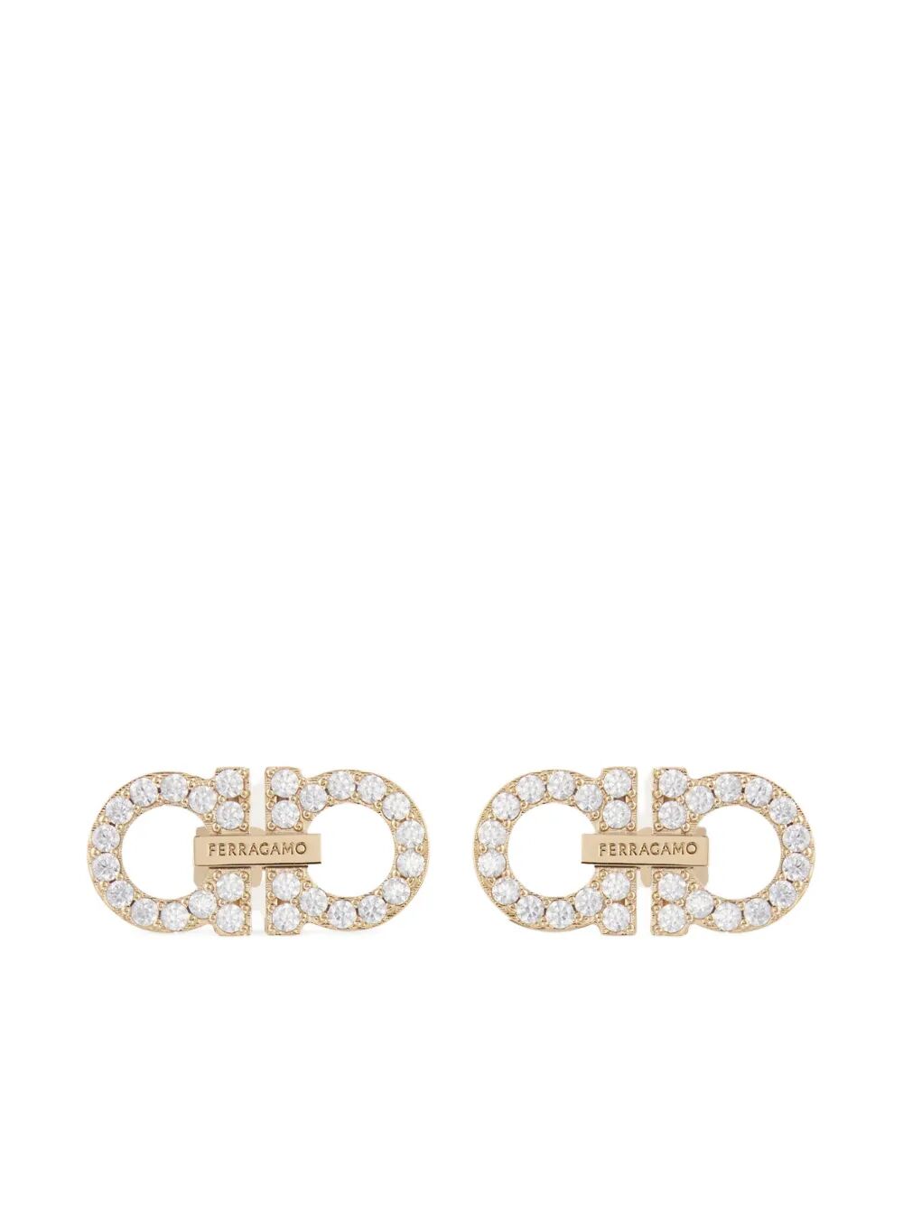DOUBLE GANCINI CRYSTAL EMBELLISHED EARRINGS