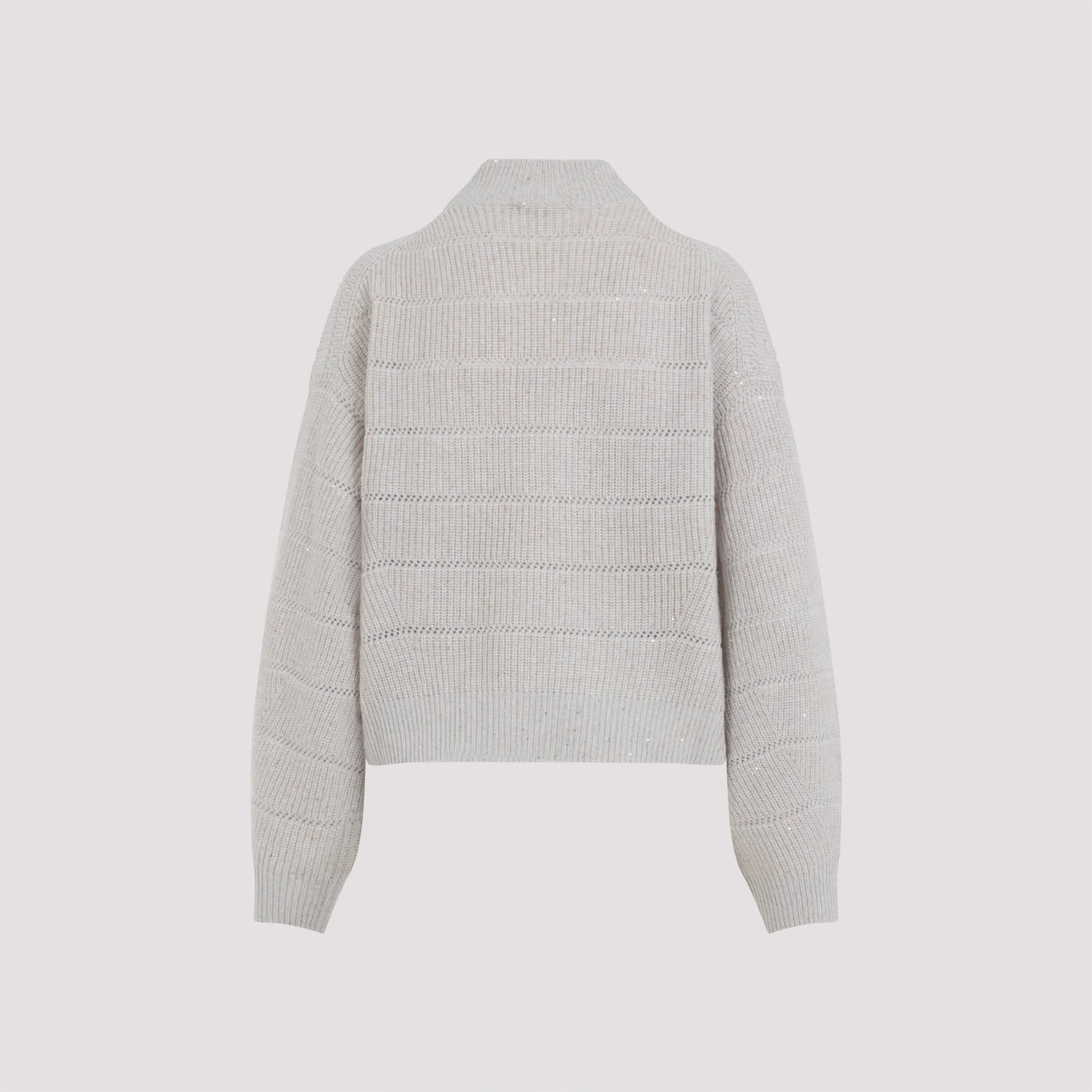 Mock Neck Lana Cashmire Stripe Pullover