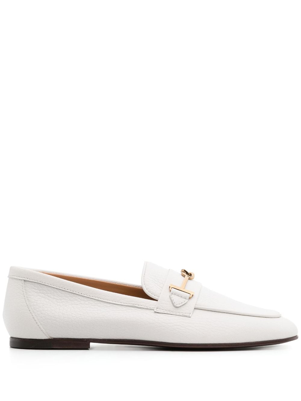 GRAINED LEATHER LOAFERS WITH METAL T RING ACCESSORY