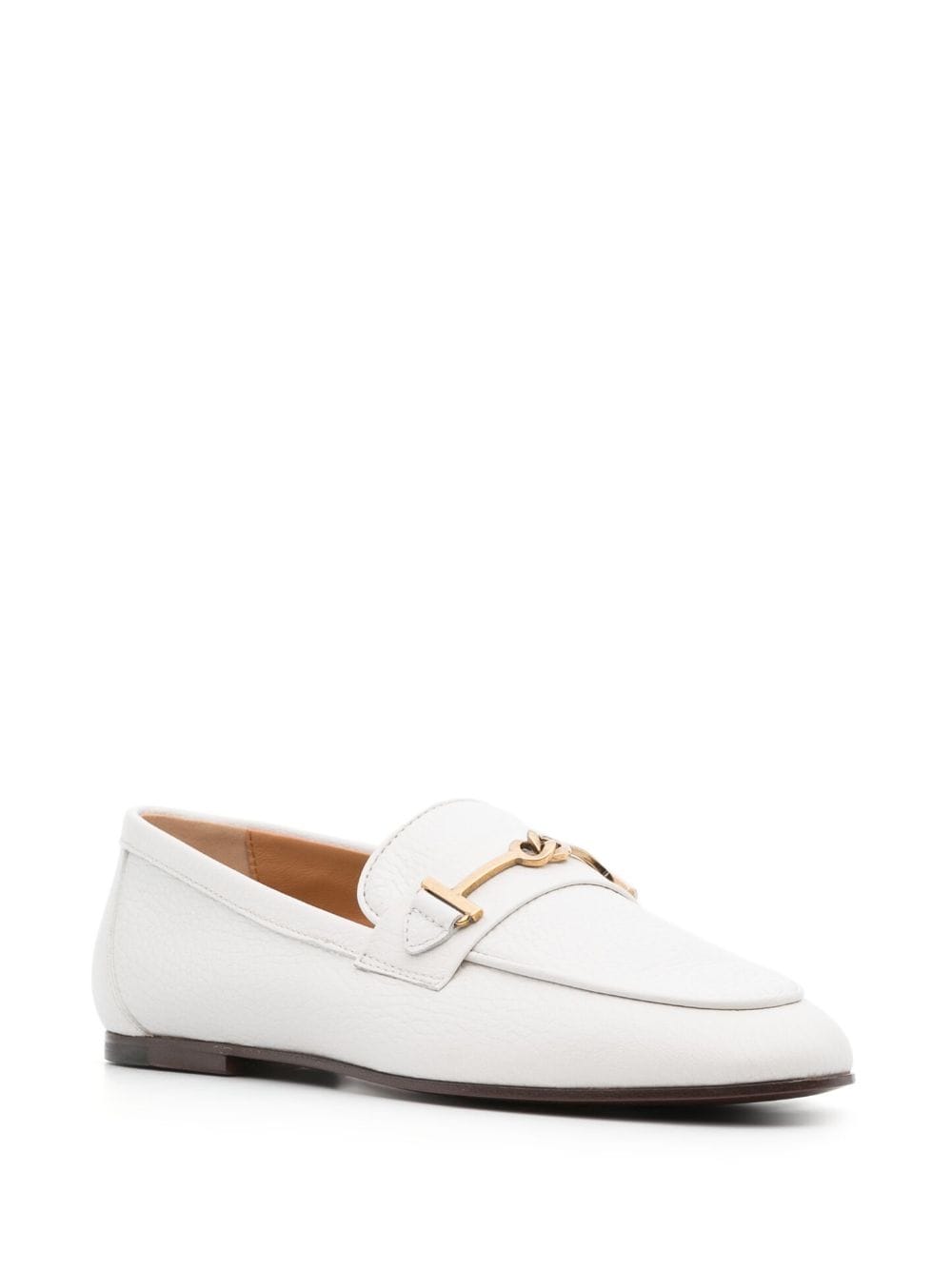 GRAINED LEATHER LOAFERS WITH METAL T RING ACCESSORY