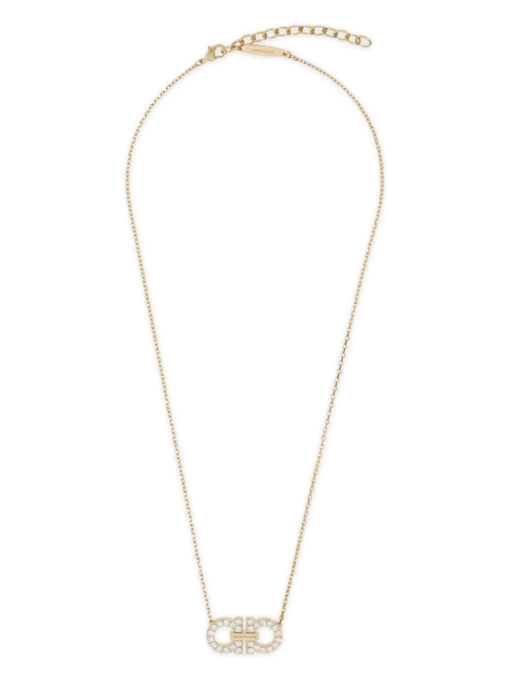 CRYSTAL EMBELLISHED TWO GANCINI PENDANT NECKLACE