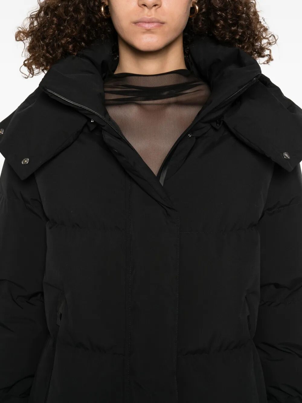 TWO LAYERS HOODED PUFFER COAT