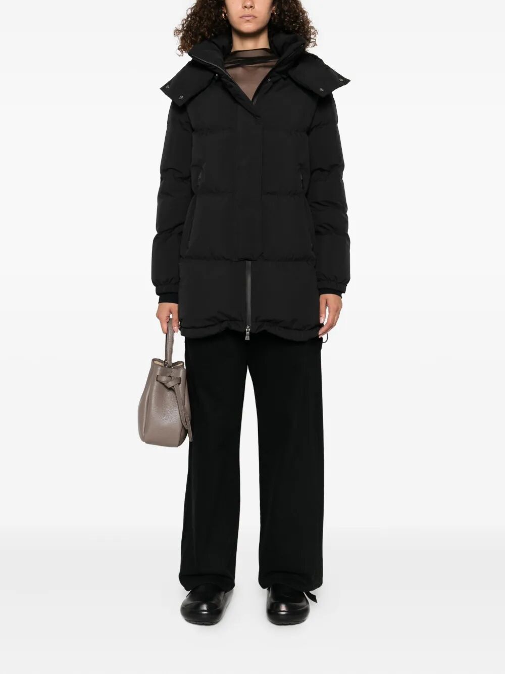 TWO LAYERS HOODED PUFFER COAT