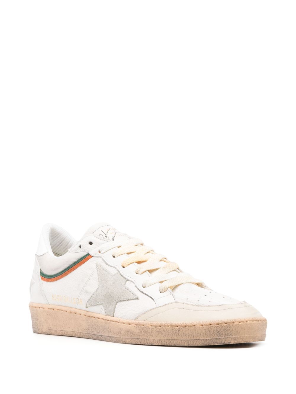 BALL STAR DISTRESSED EFFECT SNEAKERS WITH SUEDE STAR