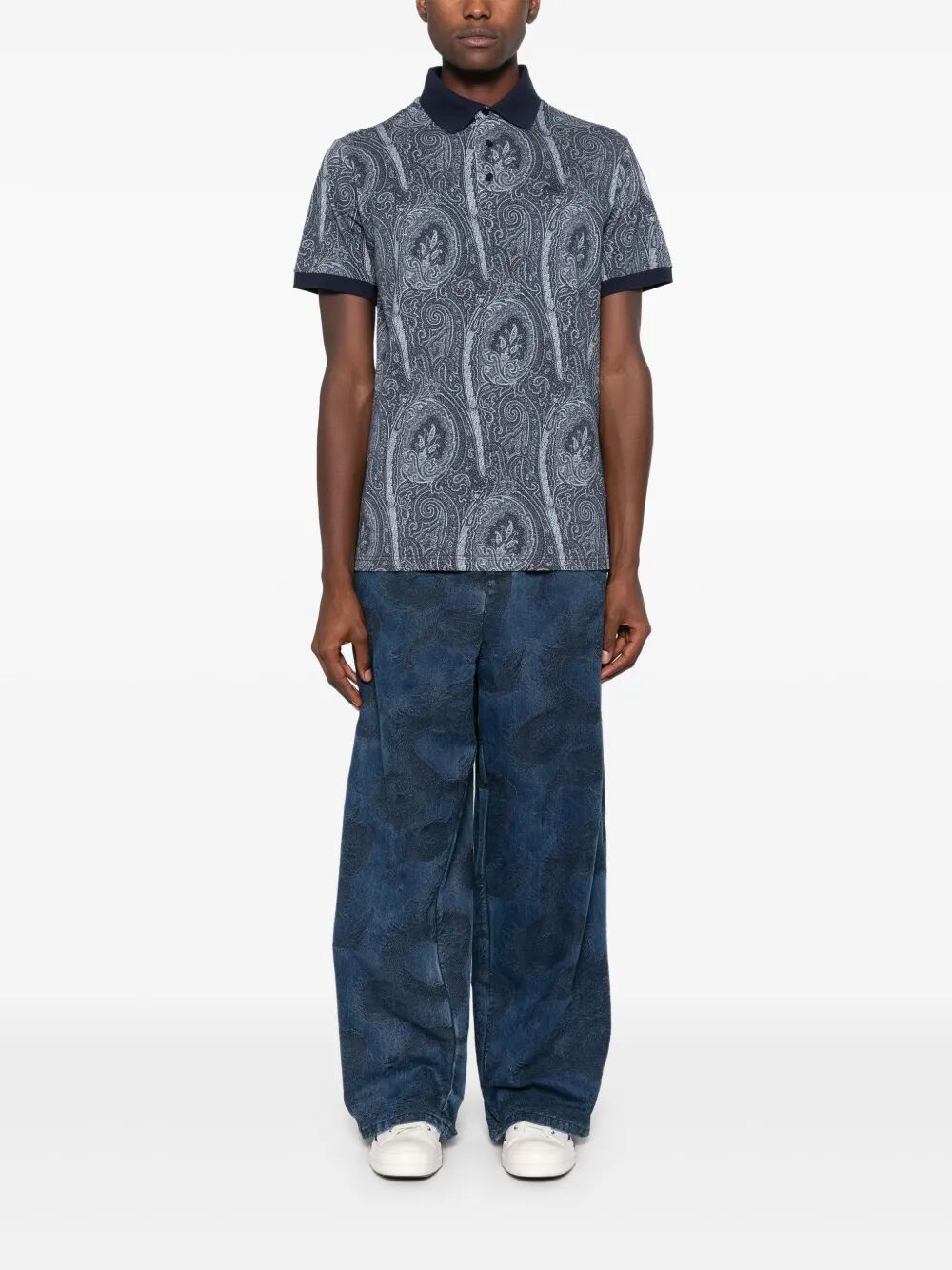 ALL-OVER FOLIAGE COTTON POLO SHIRT