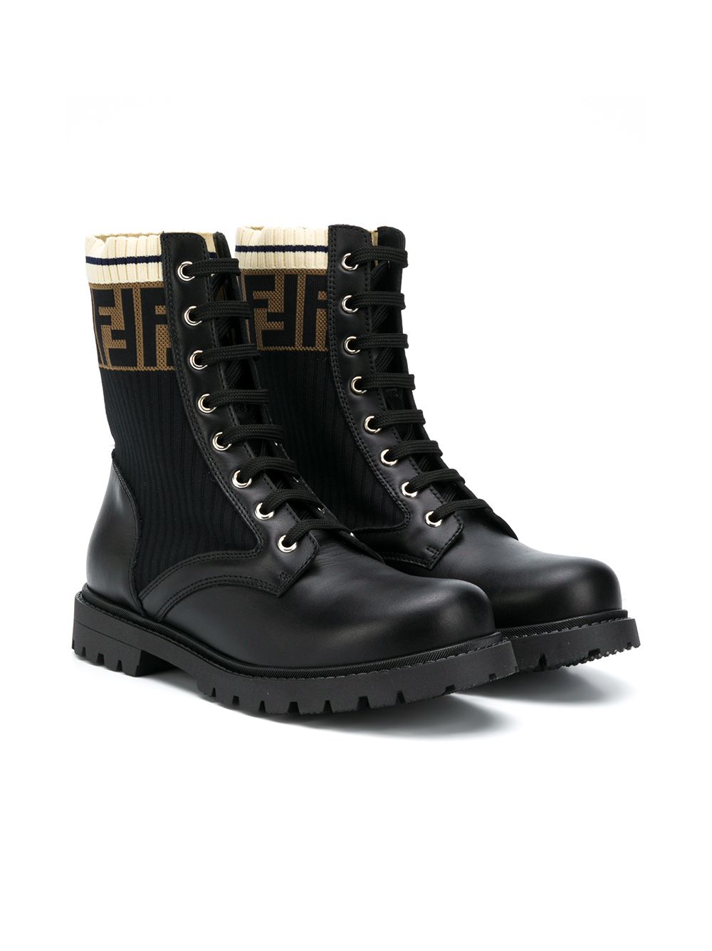 LEATHER AND FABRIC UNISEX BIKER BOOTS