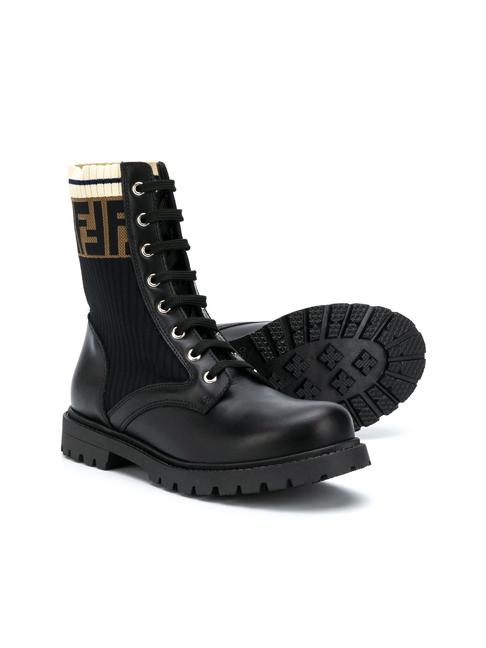 LEATHER AND FABRIC UNISEX BIKER BOOTS