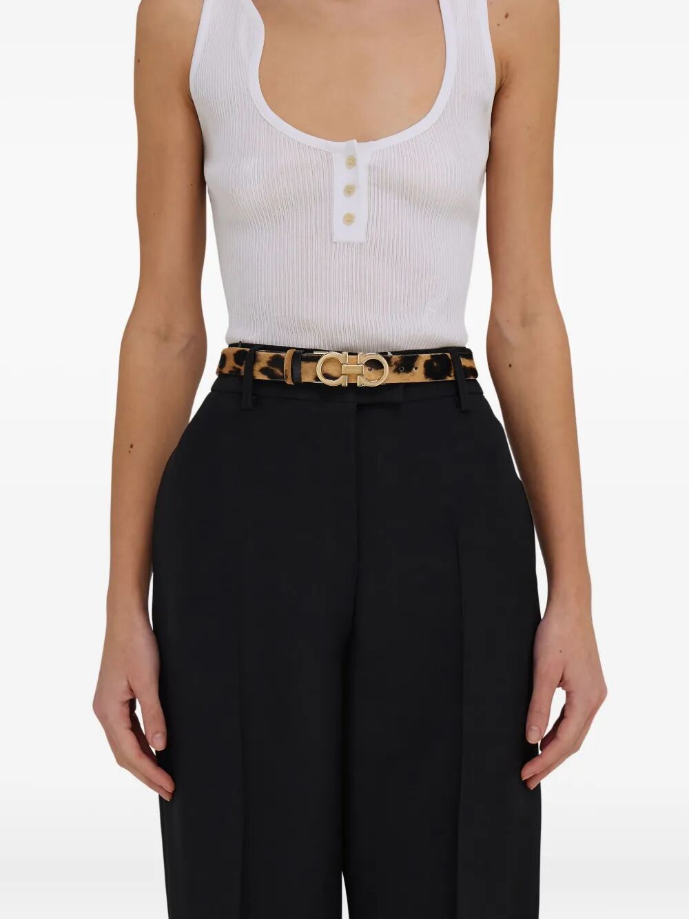 ANIMAL-PRINT PONY HAIR GANCINI BELT