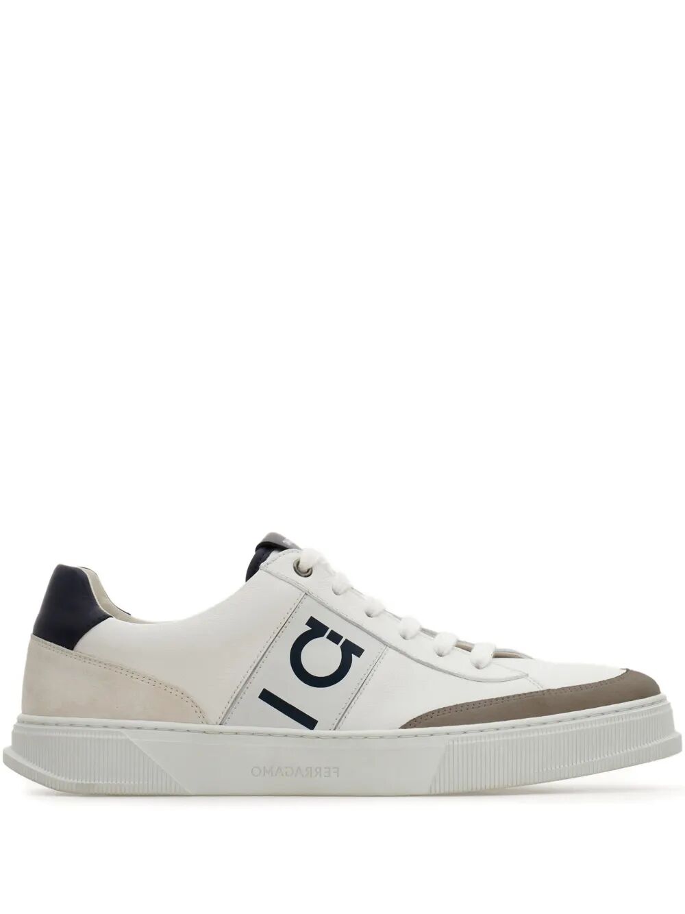 ALASKA LEATHER AND SUEDE SNEAKER WITH GANCINI DETAIL