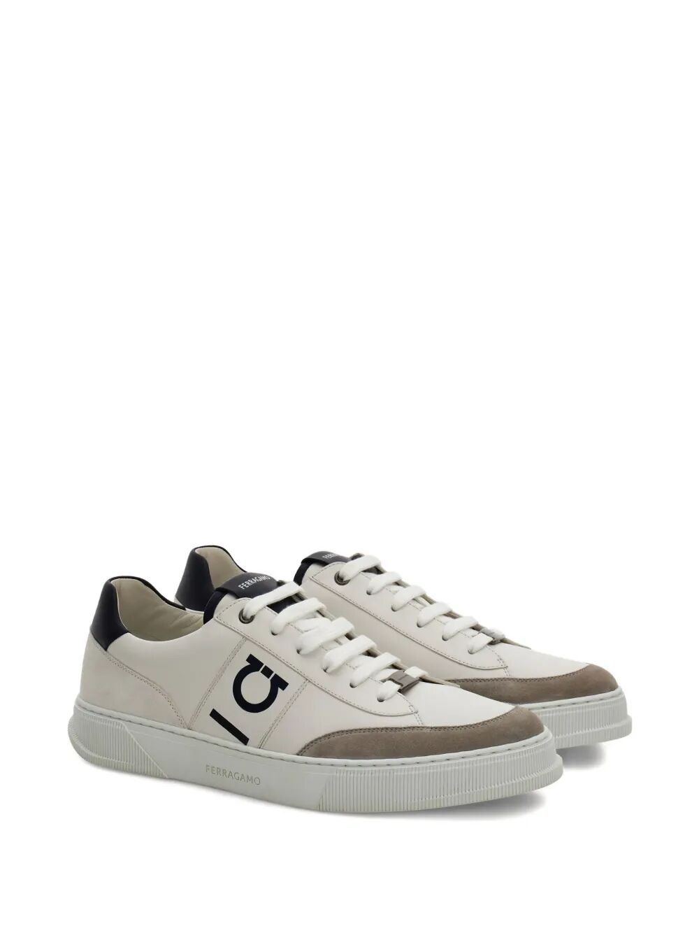 ALASKA LEATHER AND SUEDE SNEAKER WITH GANCINI DETAIL