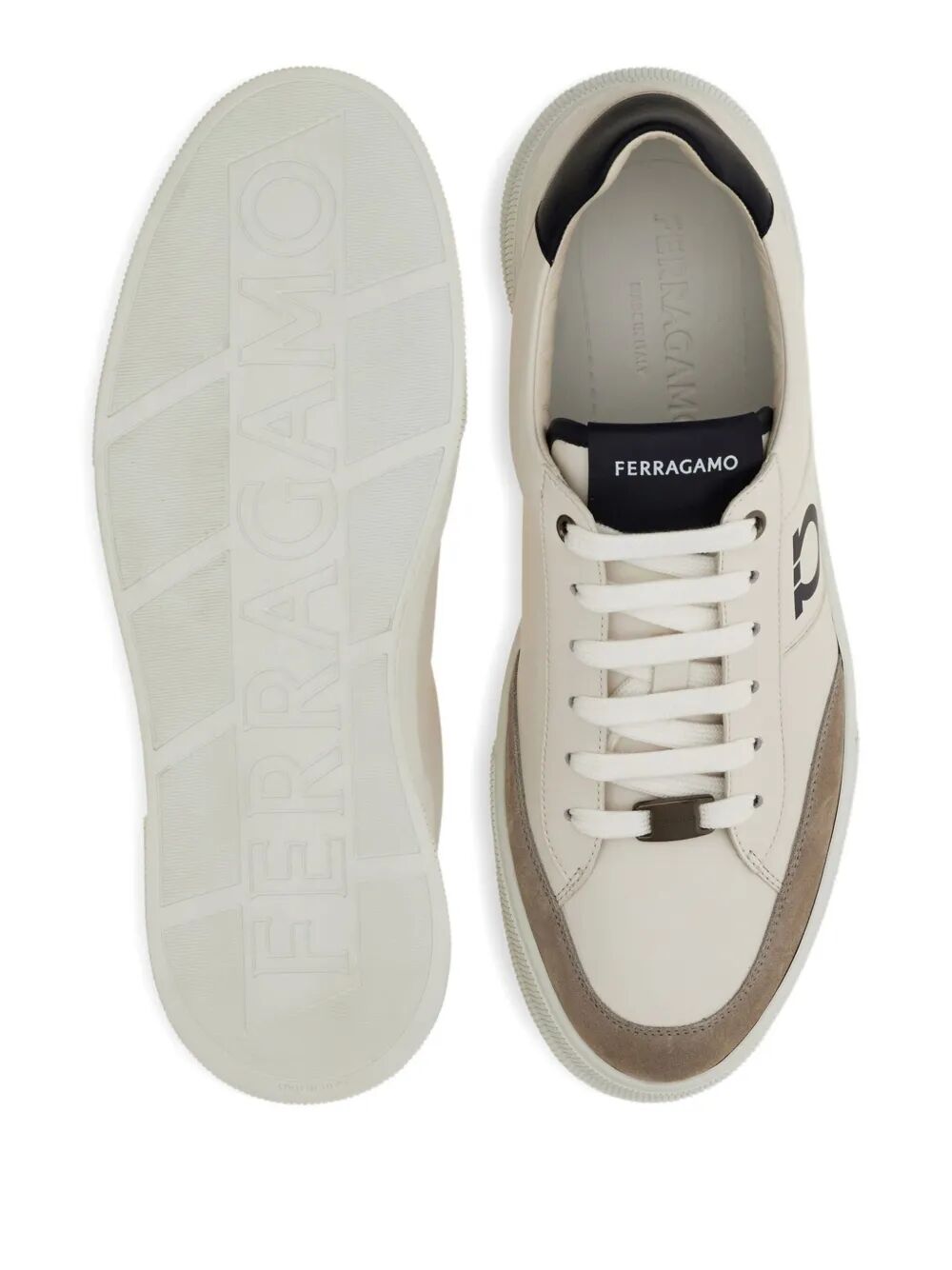 ALASKA LEATHER AND SUEDE SNEAKER WITH GANCINI DETAIL