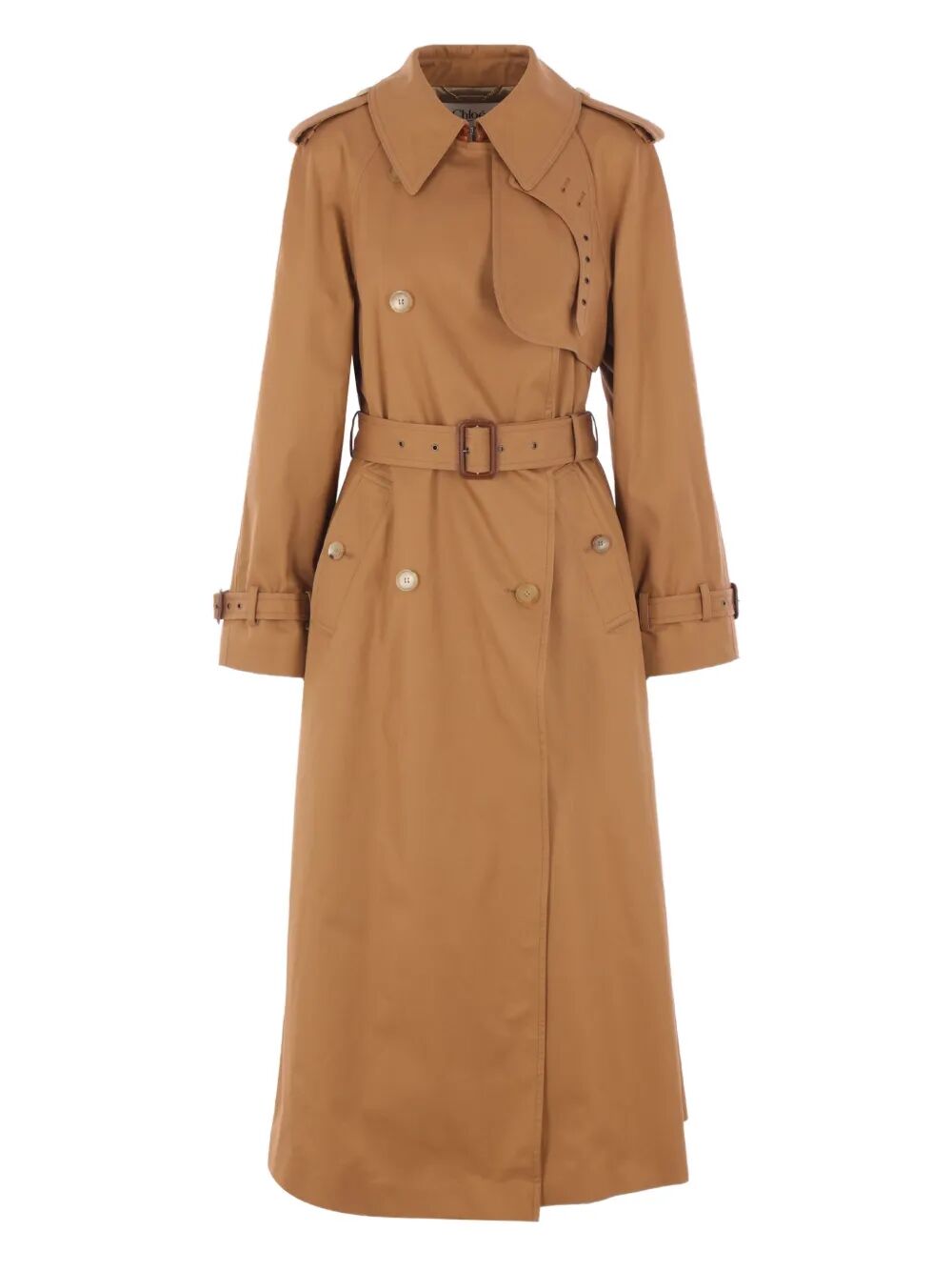 COTTON GABARDINE BELTED LONG TRENCH COAT