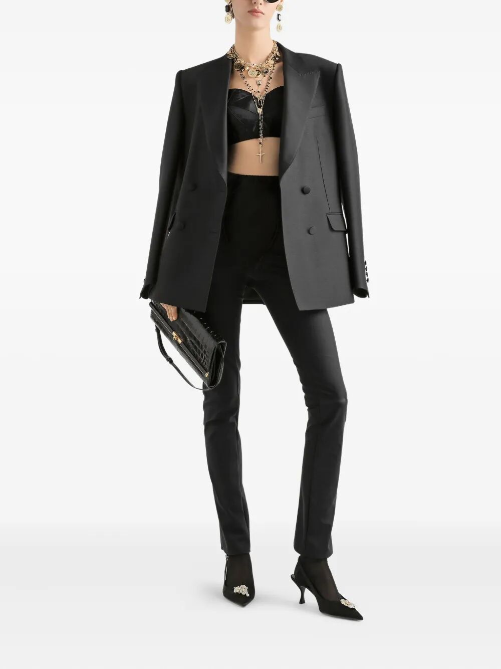 DOUBLE-BREASTED JACKET IN FAILLE