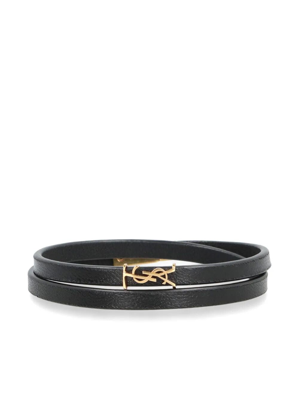 CASSANDRE DOUBLE WRAP BRACELET IN LEATHER AND METAL