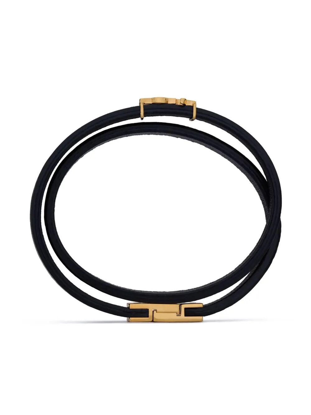 CASSANDRE DOUBLE WRAP BRACELET IN LEATHER AND METAL