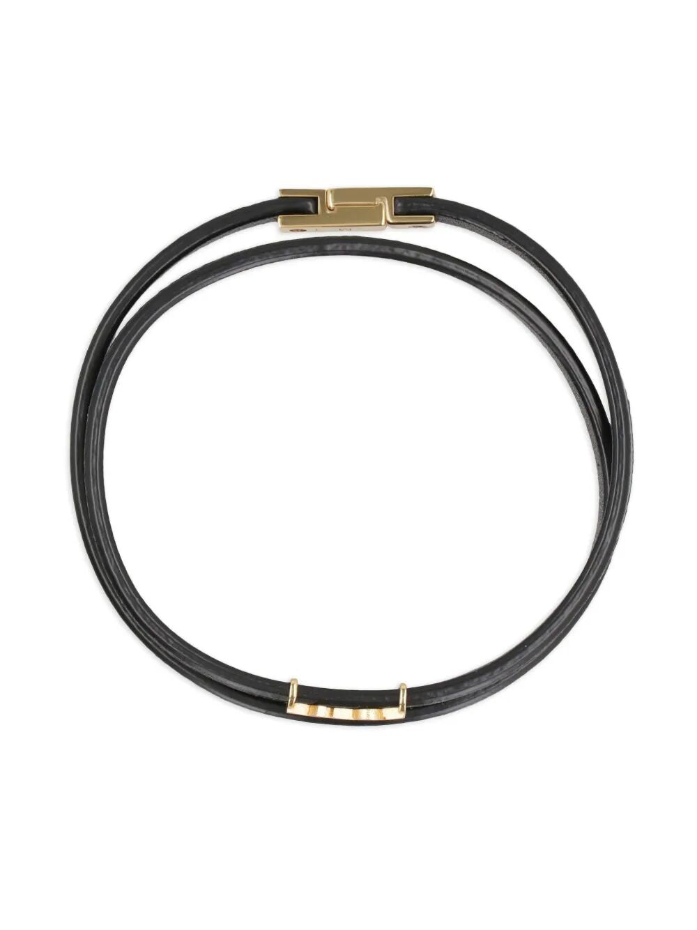 CASSANDRE DOUBLE WRAP BRACELET IN LEATHER AND METAL
