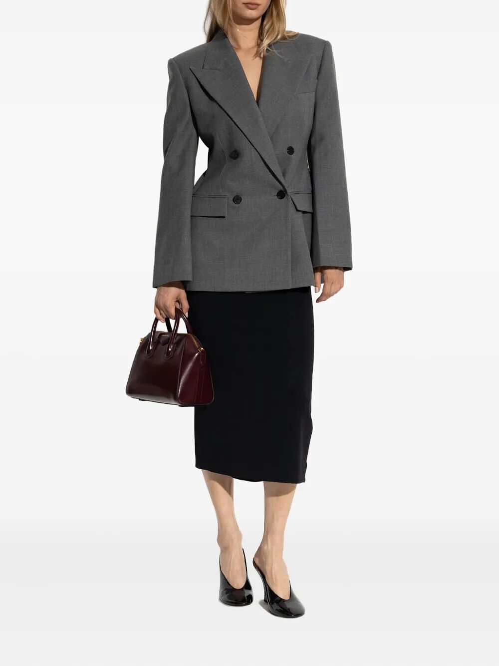 DOUBLE-BREASTED WOOL STRUCTURED JACKET