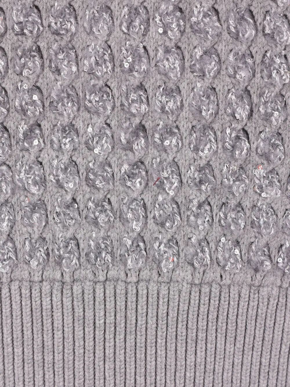 BOUCLÉ MOCK NECK SWEATER WITH SEQUINS