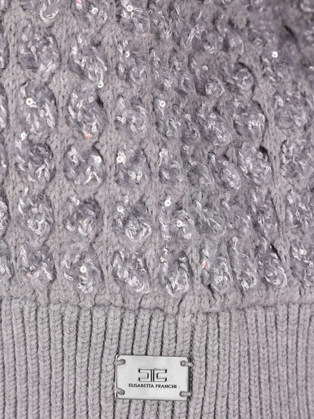 BOUCLÉ MOCK NECK SWEATER WITH SEQUINS