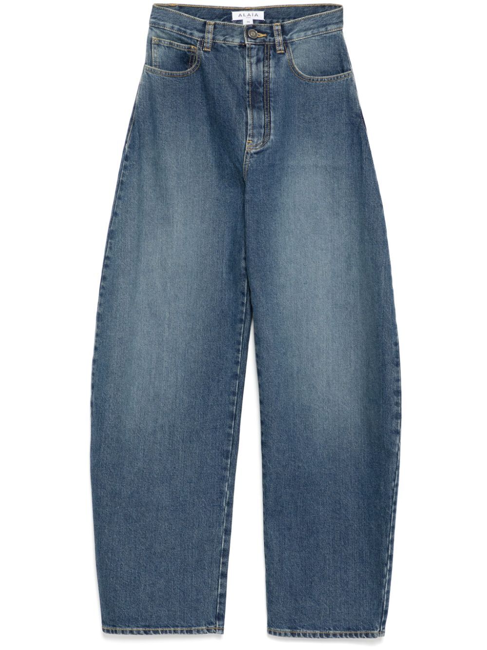 BARREL-LEG FADED DENIM JEANS