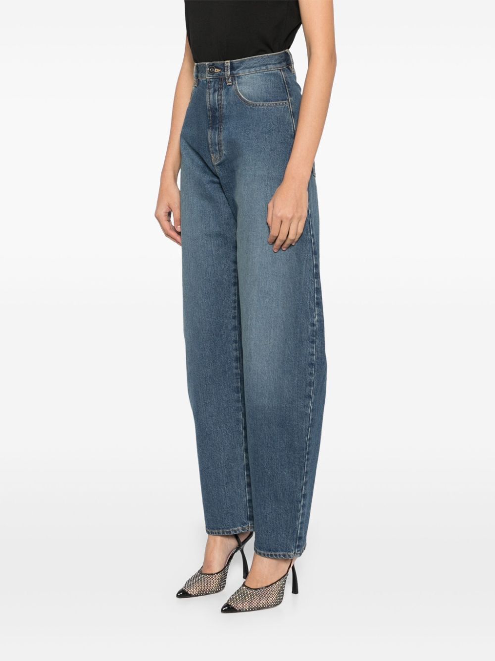 BARREL-LEG FADED DENIM JEANS
