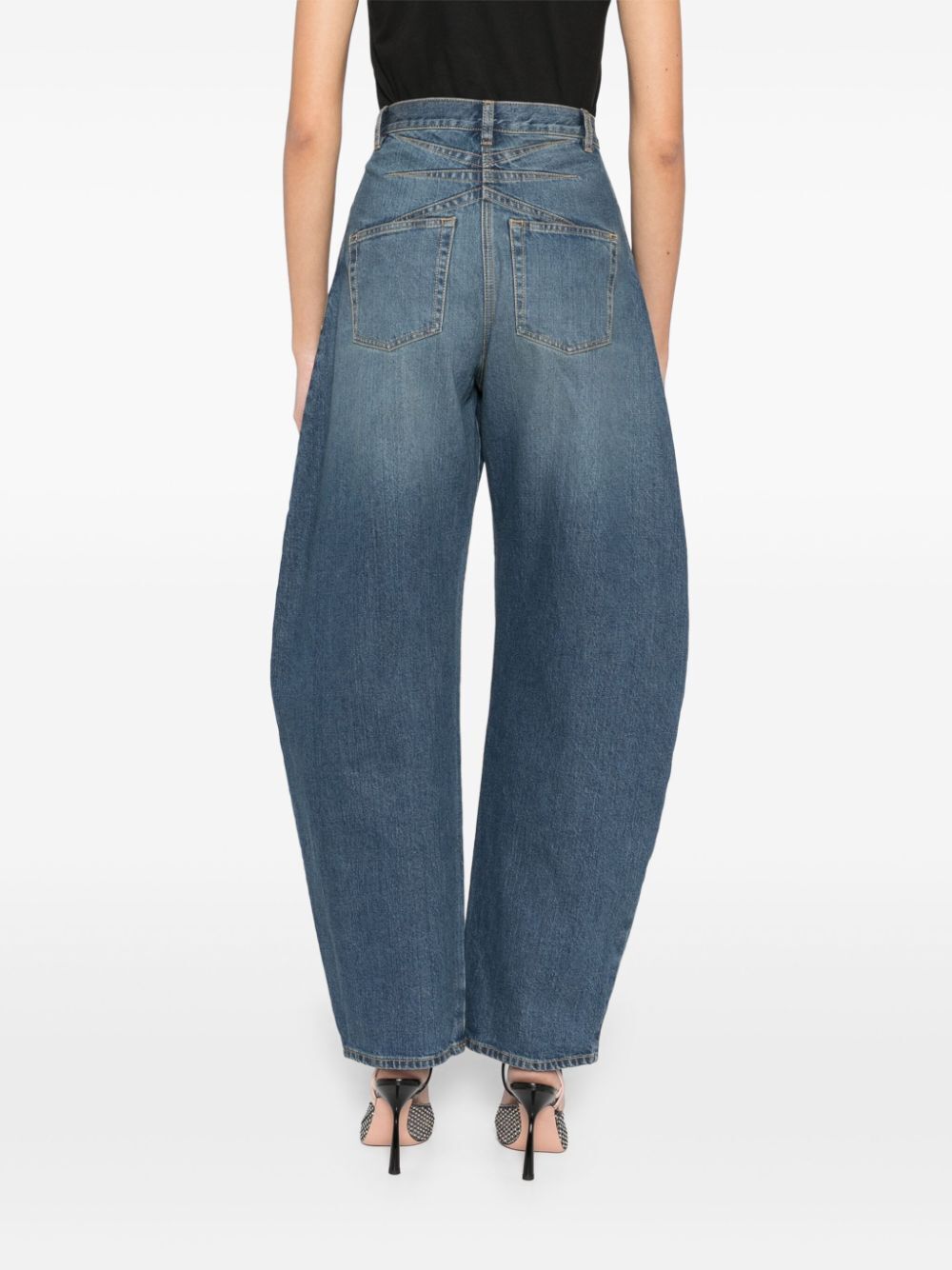 BARREL-LEG FADED DENIM JEANS
