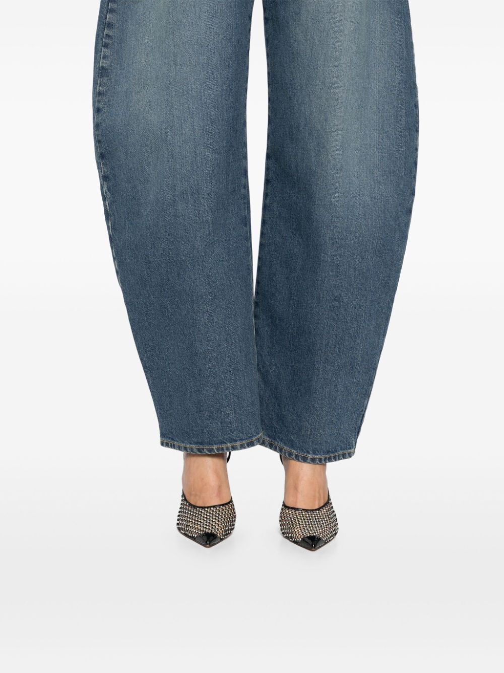 BARREL-LEG FADED DENIM JEANS