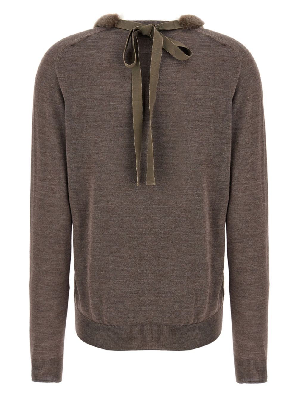 WOOL AND SILK V-NECK JUMPER