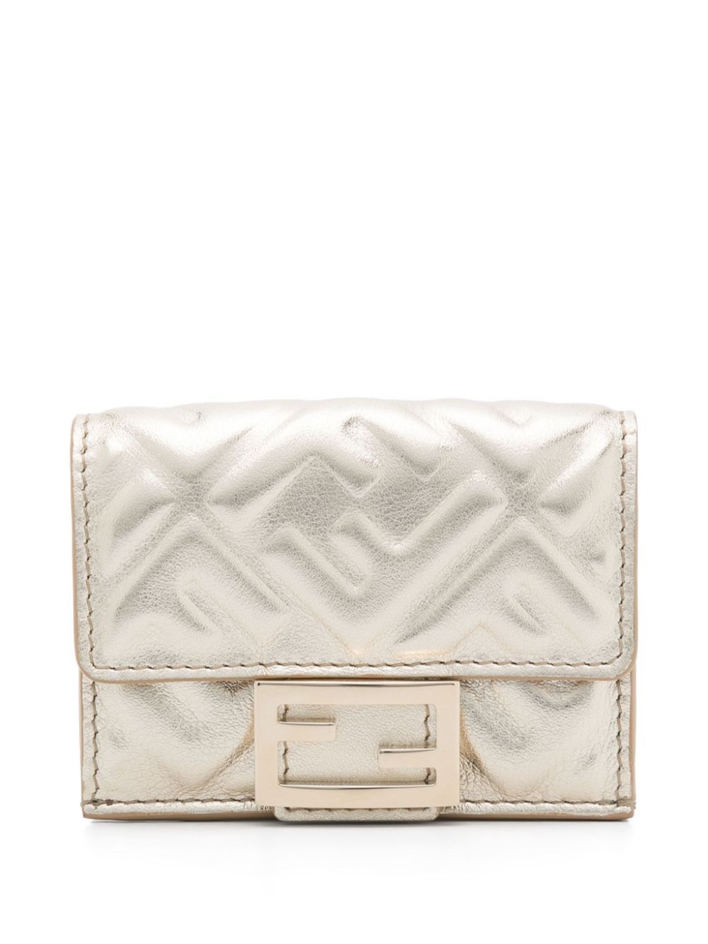 EMBOSSED FF MOTIF BAGUETTE MICRO TRIFOLD WALLET
