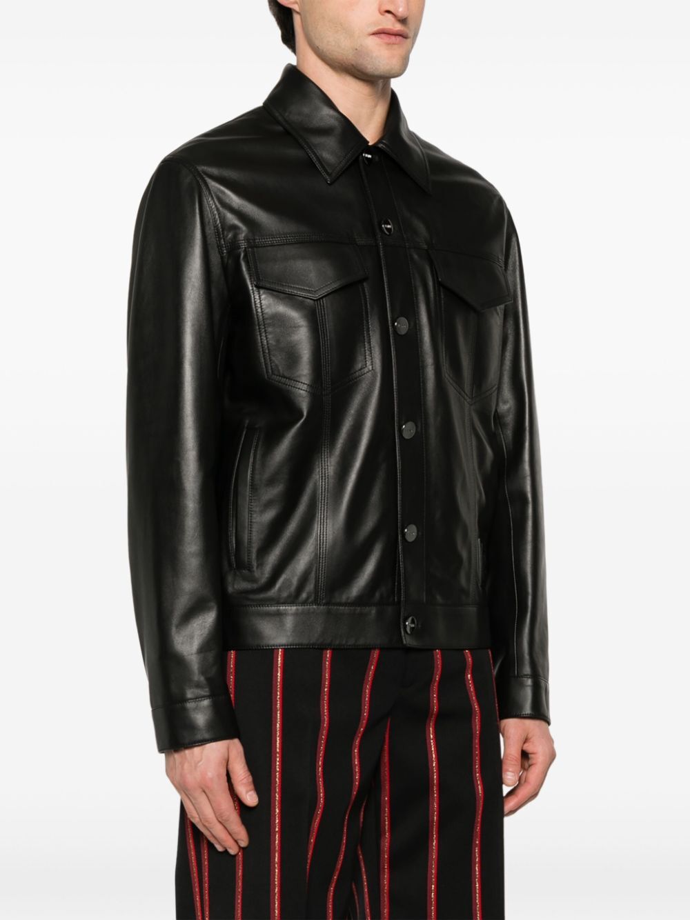 EMBOSSED FF PATCH NAPPA LEATHER BLOUSON JACKET