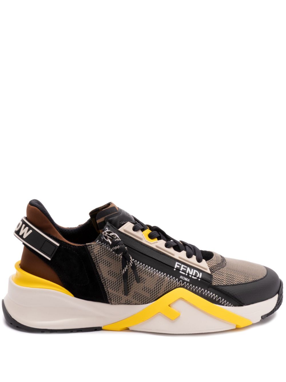 LYCRA AND LEATHER FENDI FLOW SLIP ON SNEAKERS