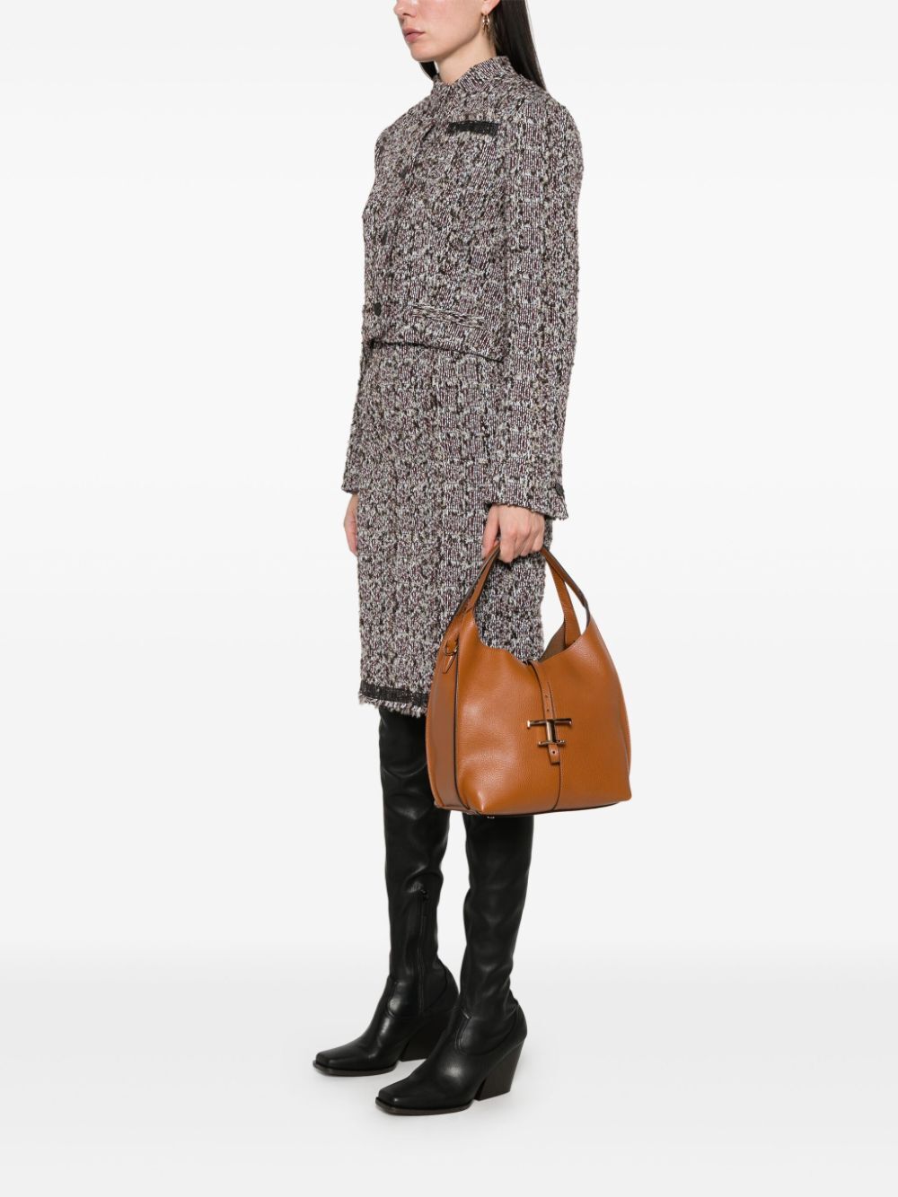 SMALL T TIMELESS GRAINED LEATHER SHOULDER BAG