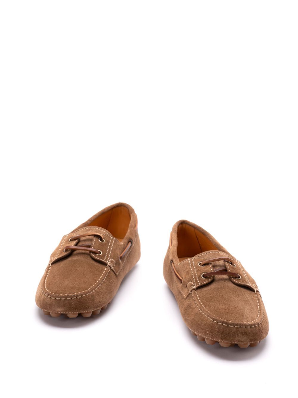 SUEDE GOMMINO BUBBLE LACE-UP BOAT LOAFERS