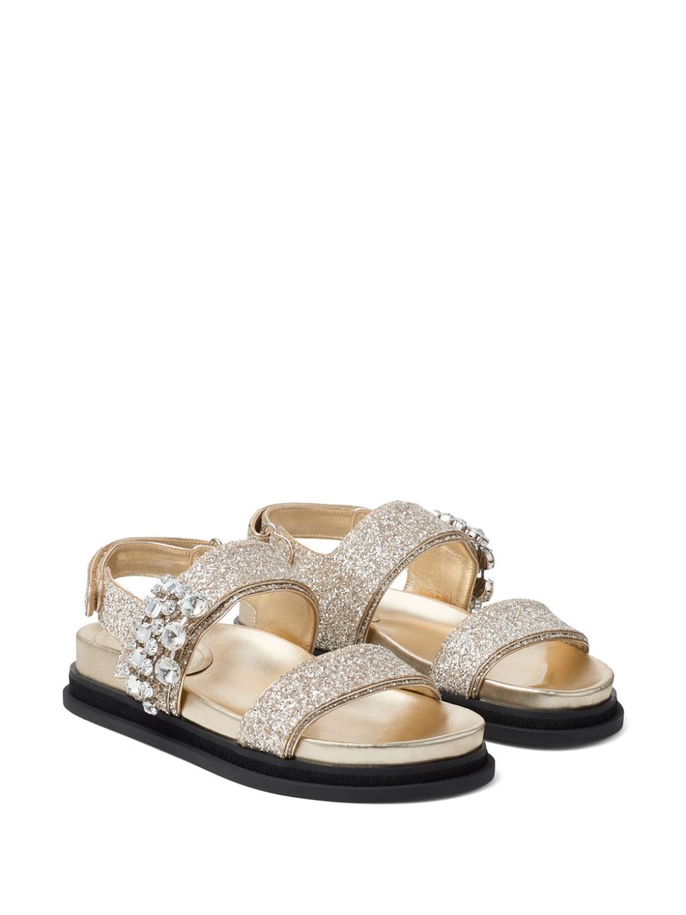 VERITY GLITTERED FLAT SANDALS WITH CRYSTAL EMBELLISHMENT