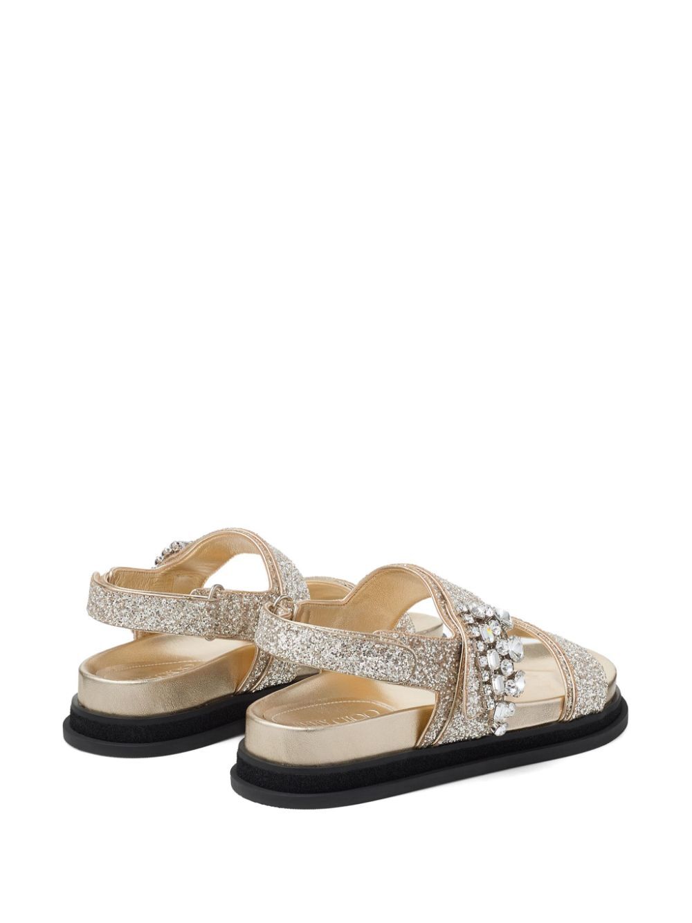 VERITY GLITTERED FLAT SANDALS WITH CRYSTAL EMBELLISHMENT