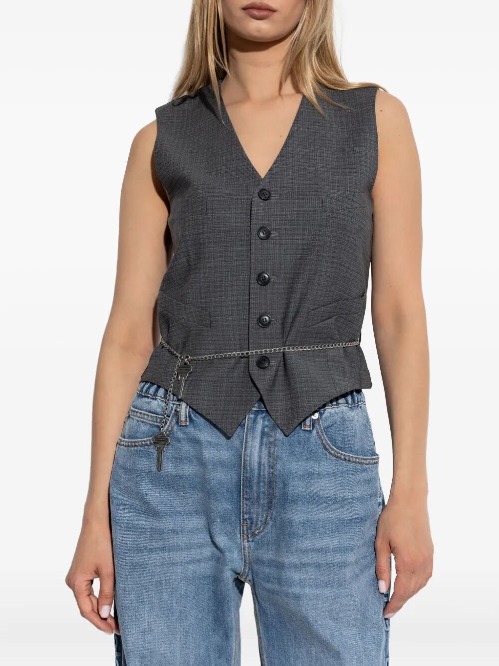 WOOL-BLEND TAILORED VEST WITH CHAIN-LINK