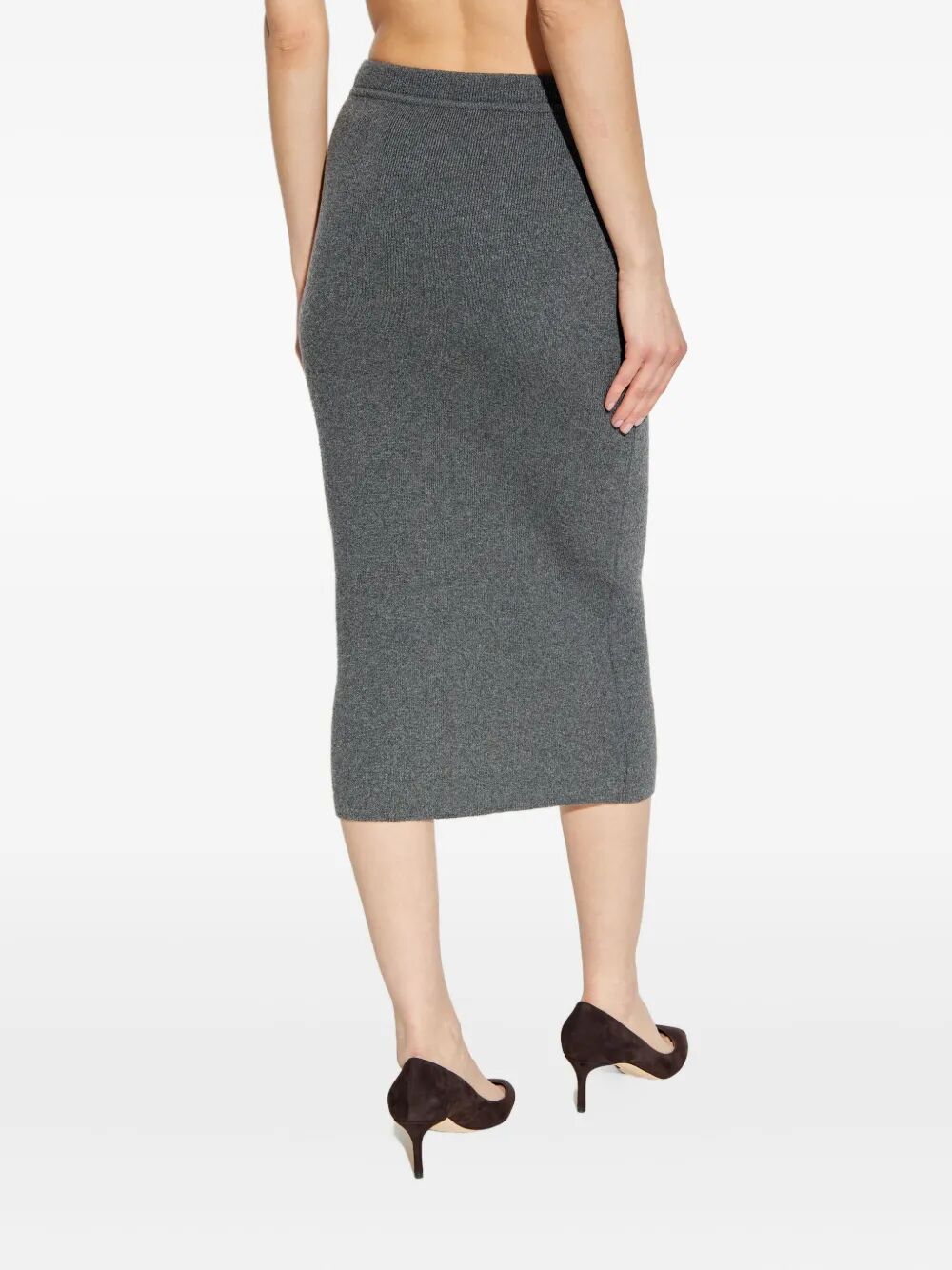 RIBBED CASHMERE MIDI PENCIL SKIRT