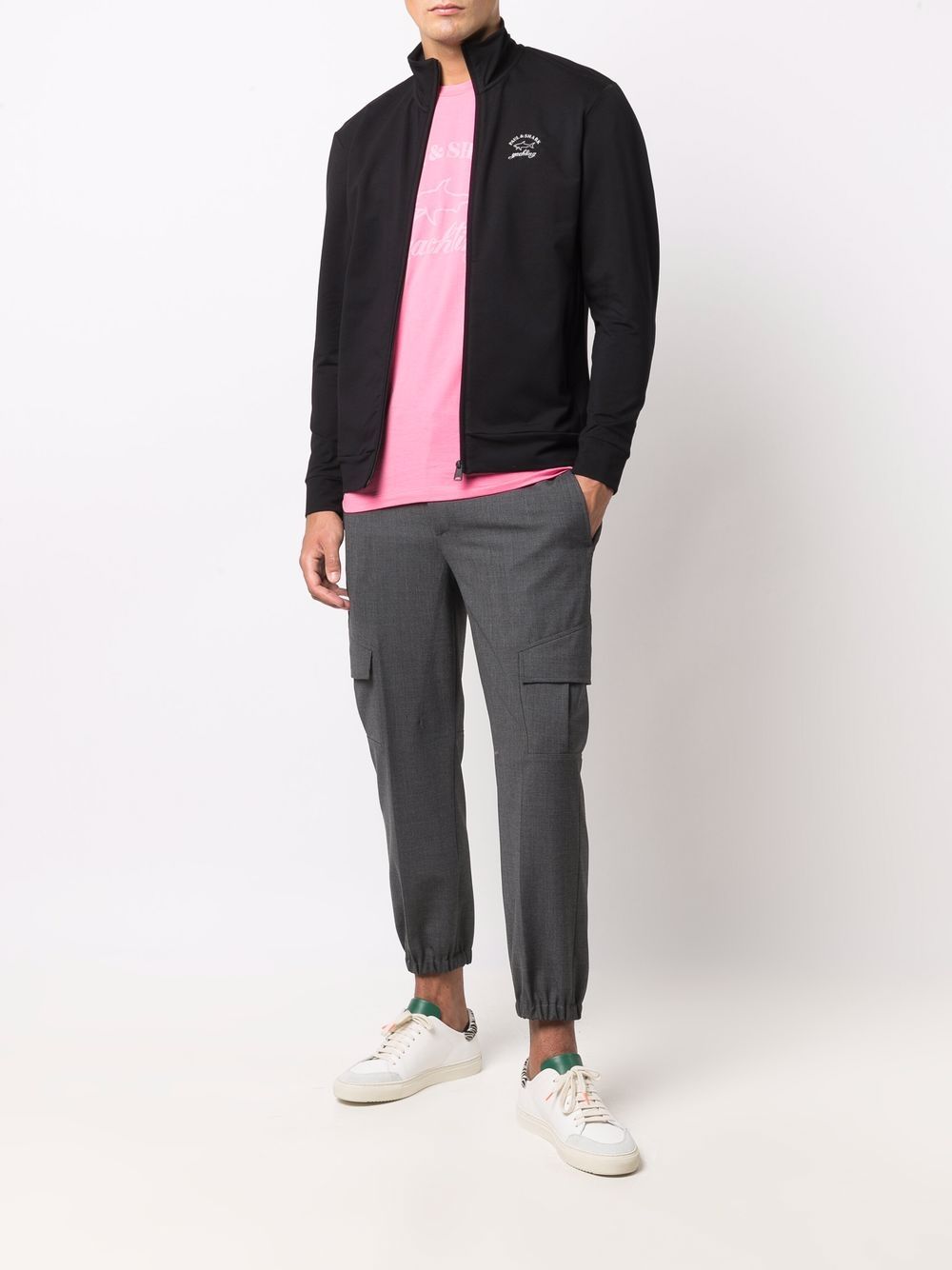 LOGO-PRINT ZIP-UP COTTON BLEND SWEATSHIRT