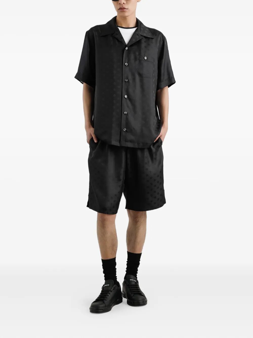 LOGO-EMBROIDERED LAYERING COTTON T-SHIRT