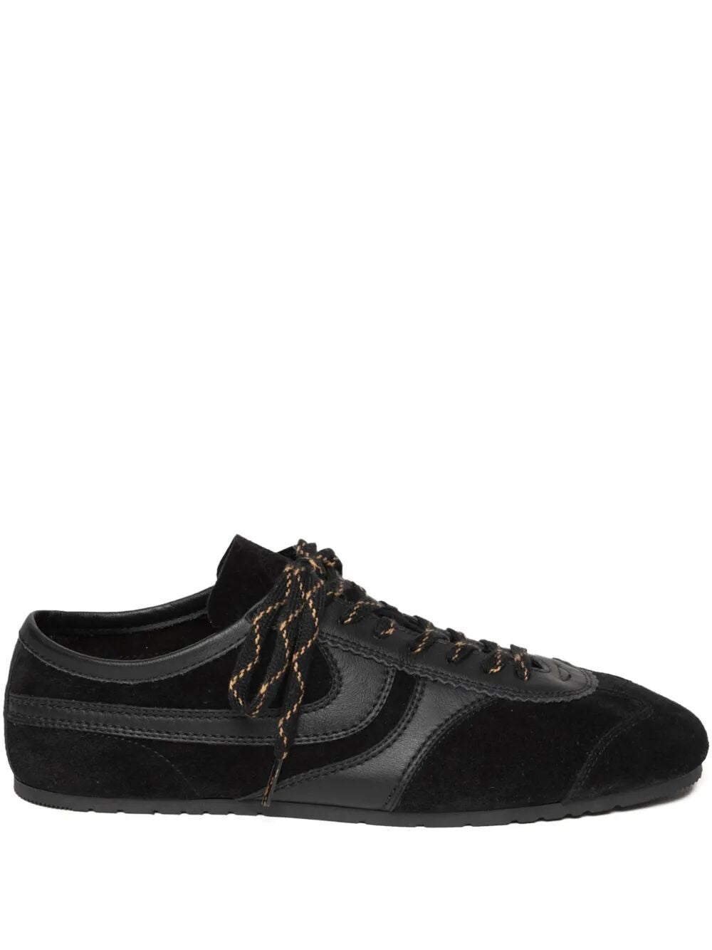 DOUBLE LACING SUEDE SNEAKERS WITH LEATHER INSERTS