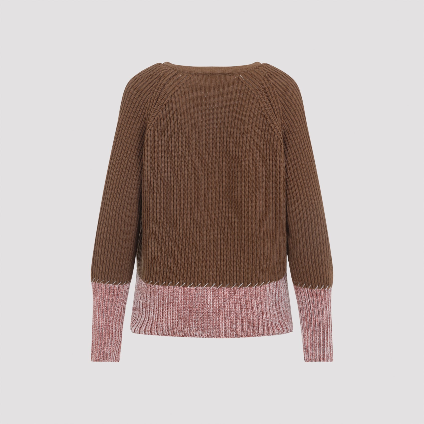 V Neck Bicolor Cardigan