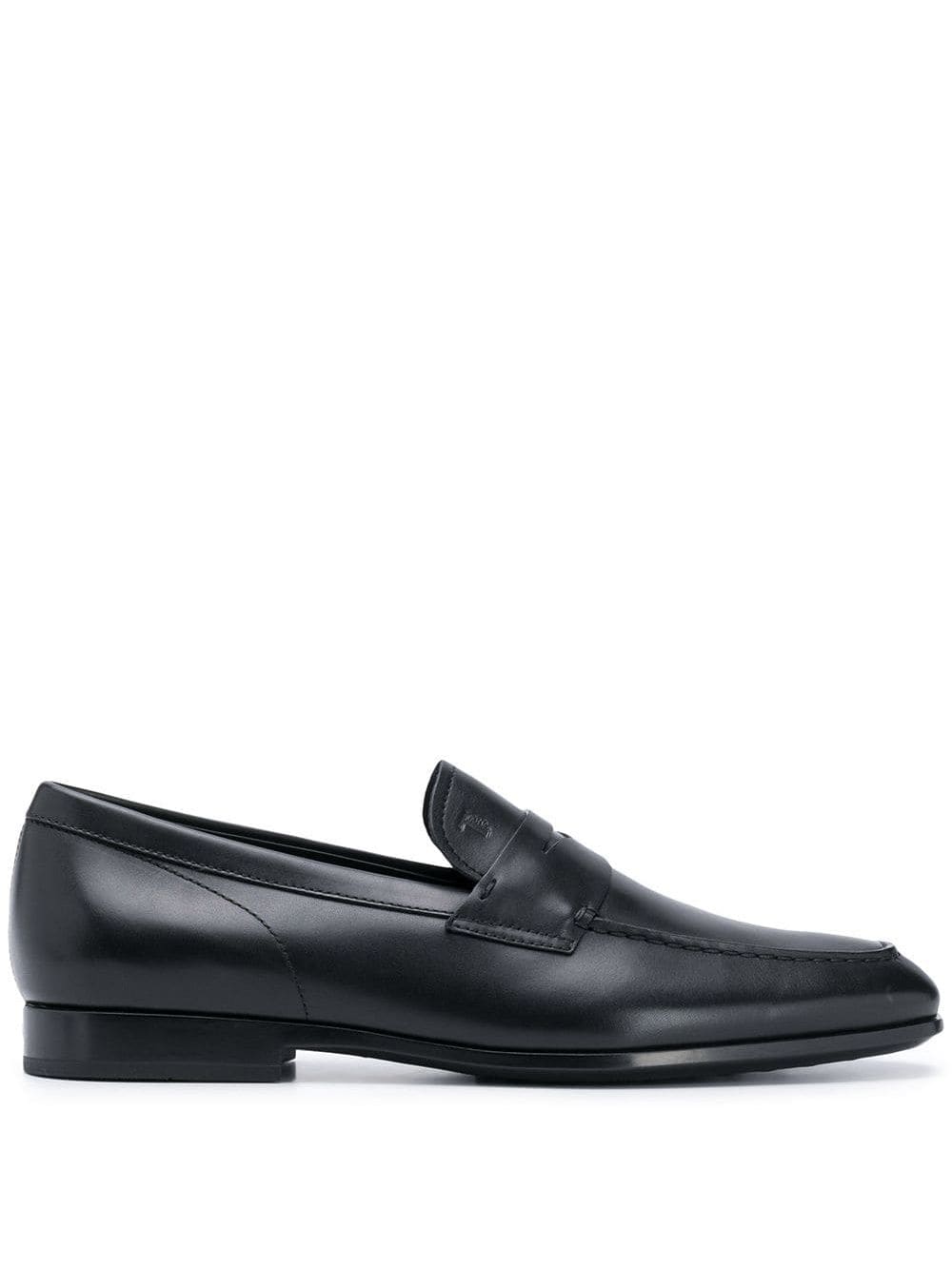 SMOOTH LEATHER PENNY LOAFERS WITH EMBOSSED RUBBER PEBBLES
