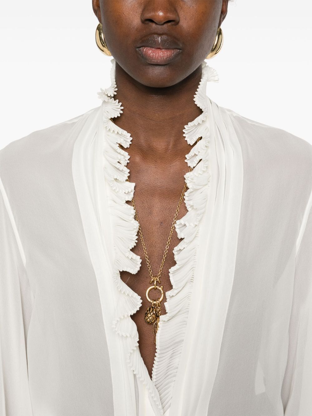 RUFFLE-DETAILED SILK BLOUSE