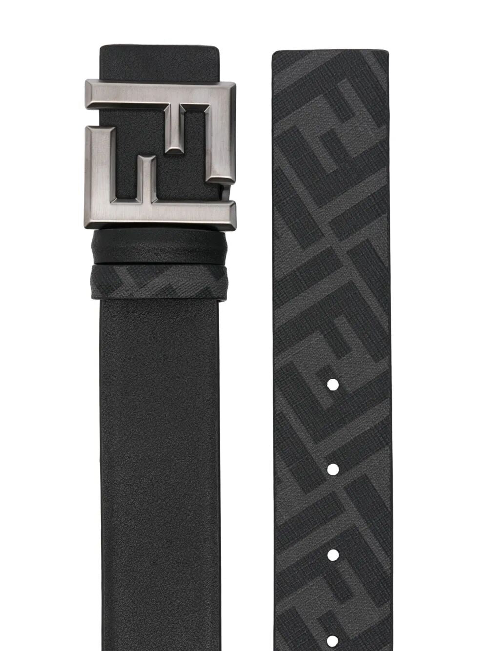 FF SQUARED LEATHER AND CANVAS REVERSIBLE BELT